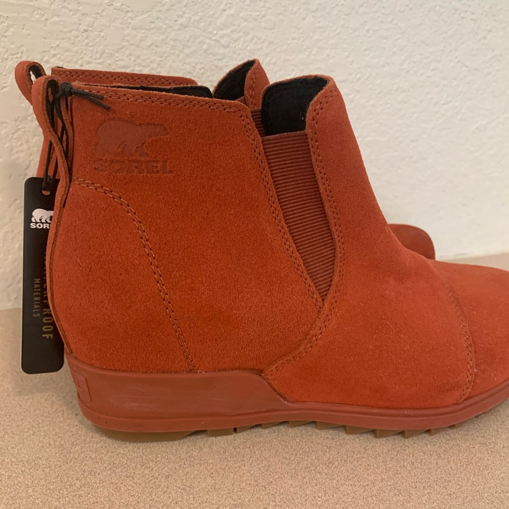 Sorel Orange Ankle Booties with Suede Texture - Picture 12 of 13